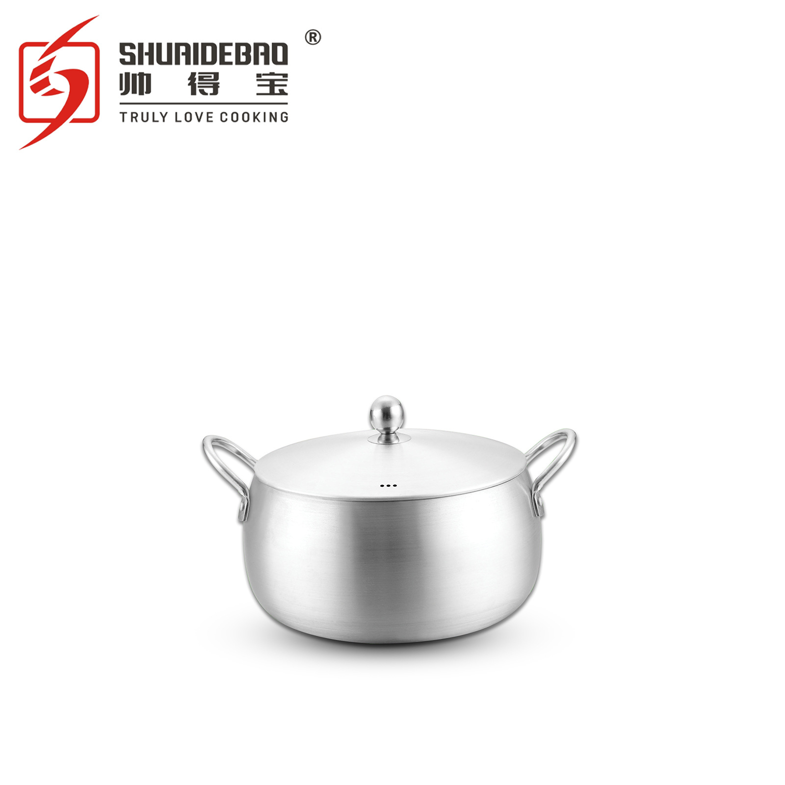 Shuaidebao fuente fábrica exportación aluminio necking lijado olla profundización sopa olla conjunto de diez piezas olla