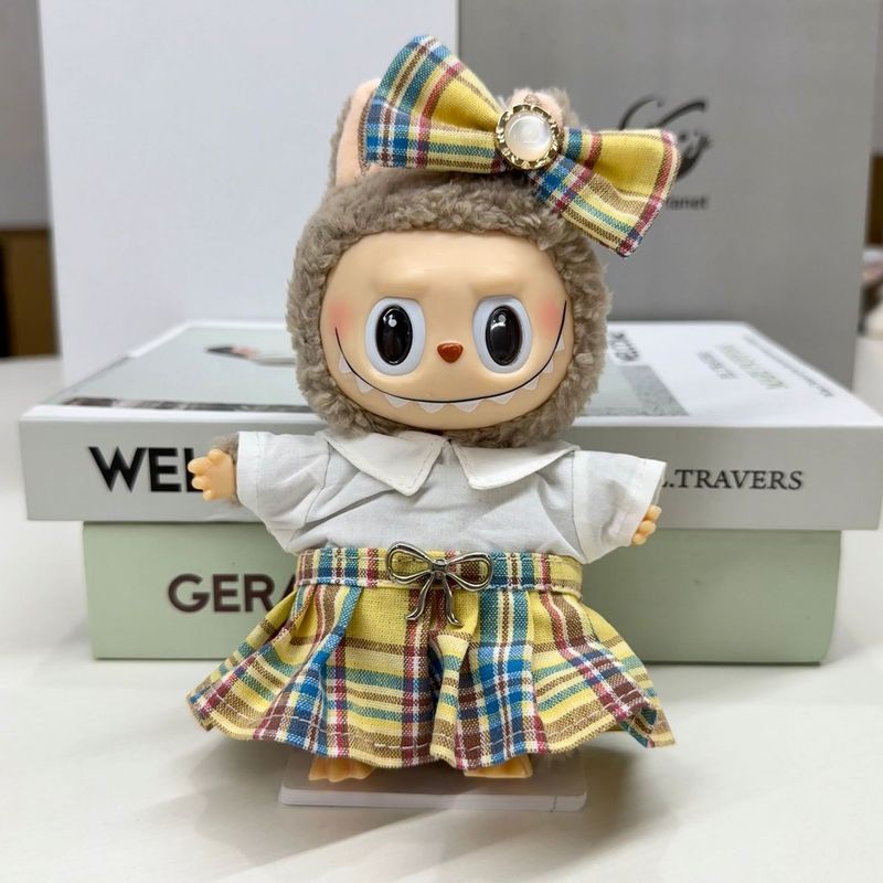 拉布布的衣服一二三代17cm毛绒挂件labubu娃衣背带裤套装裙子着替|undefined