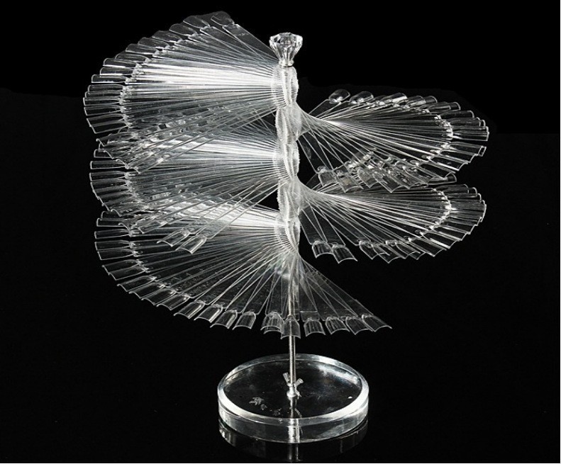 Herramientas de uñas transfronterizas 50 piezas de esmalte de uñas muestra de pegamento de esmalte de uñas, tarjeta de color trapezoidal puntiaguda de cabeza plana, pieza de práctica de uñas