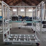 汽车消声器专用周转架双层带轮零部件存放架工业转运料架工装车