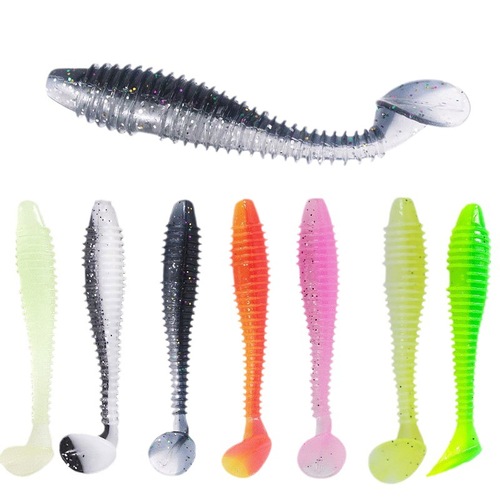 Wholesale new spiral T tail 4.5cm5.5cm6.5cm7cm7.5cm Luya soft bait corrugated soft worm soft bait