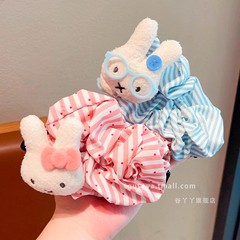 条纹新款可爱条纹米菲兔一字夹女童盘发百搭发饰后脑勺显发量神器