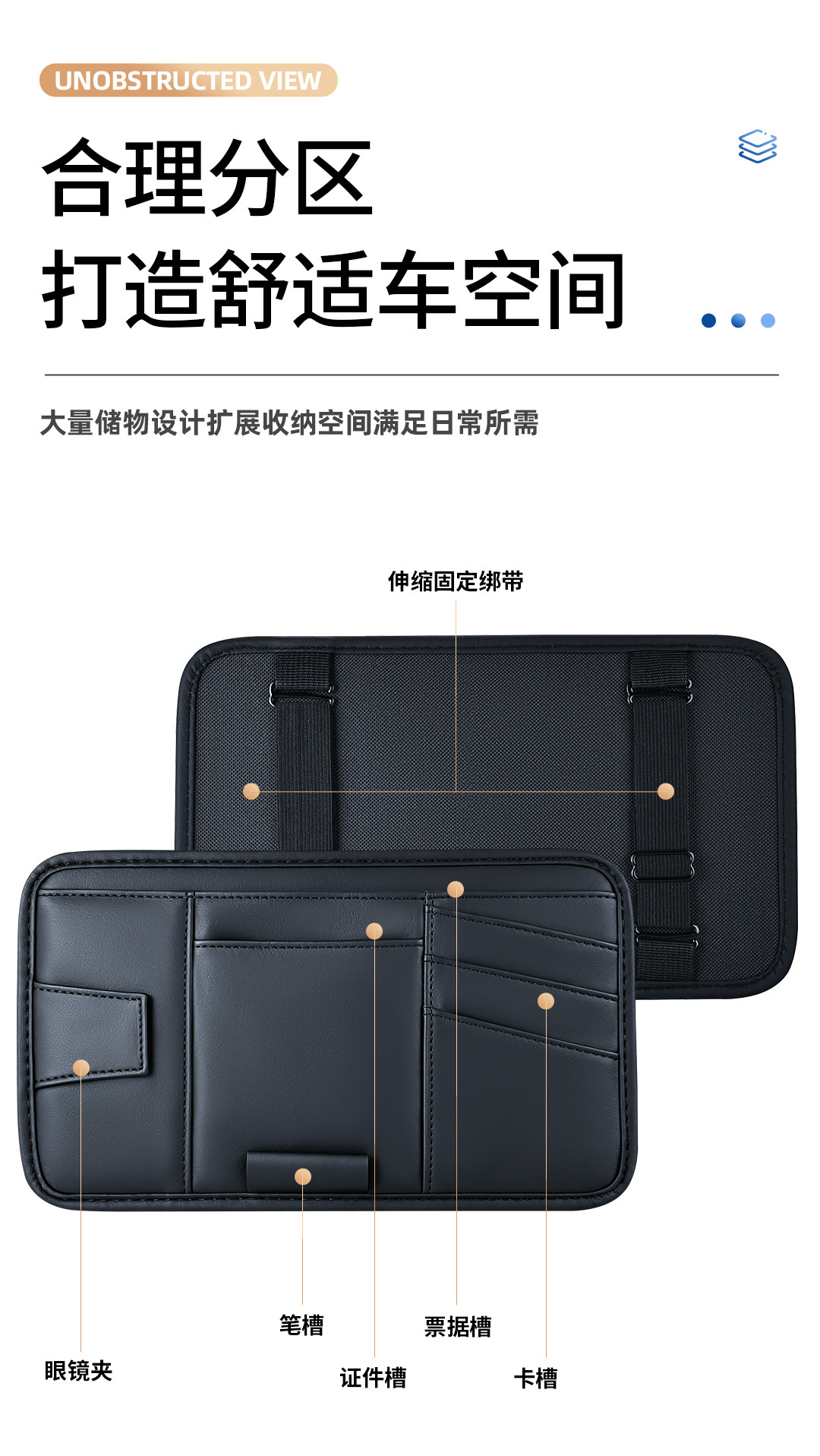 Car Sun Visor Storage Clip, Multi-Functional Car Interior Glasses Clip, Card Holder, Storage Bag, Document Holder, Storage Set