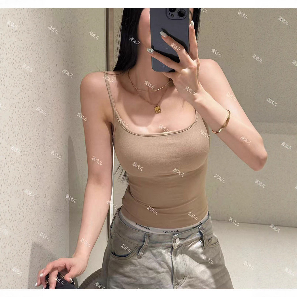 [Rubber Band with Breast Pad] Autumn Korean Comic Breast Shape Covering Breasts, Versatile Sexy Sexy Camisole