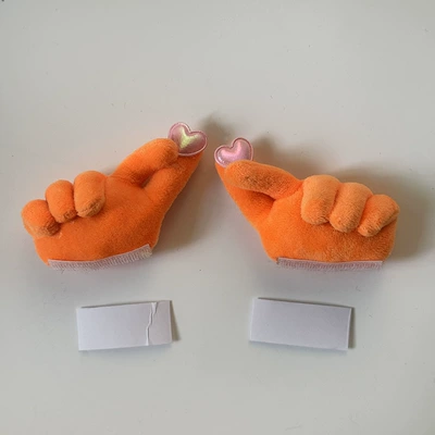 Dolls, Cute "Bieye" and "Bixinxin" – Motosiklet dəbilqələri - small-size-orange-1-pair-heart-shape