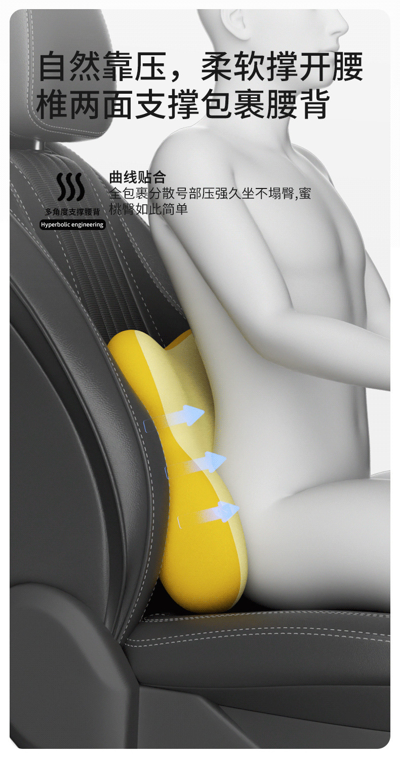 Cross-Border In-Stock Products Exclusively for Car Headrests, Lumbar Supports, Neck Pillows, and Backrests for Driver and Passenger, Removable and Washable Memory Foam Headrests and Lumbar Supports