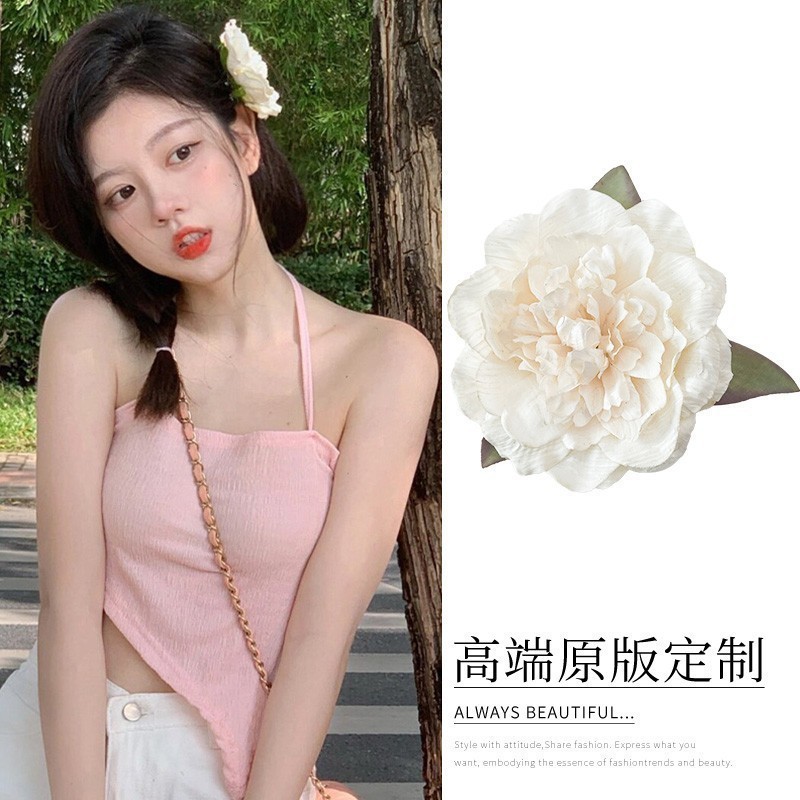 夏の花のヘアピン、サイドクリップ、耳後ろのヘアピン、女性用新作ヘアアクセサリー、造花ヘアアクセサリー、海辺のヘアアクセサリー|undefined