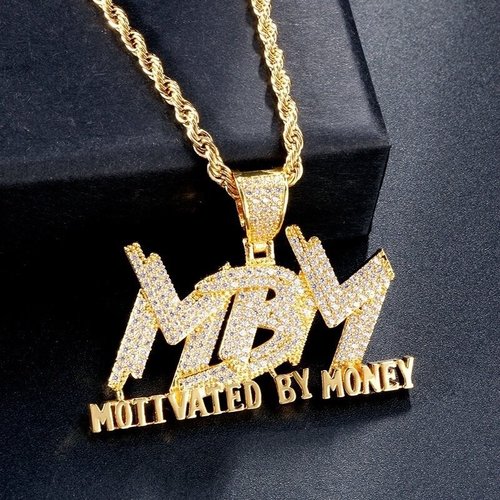 AliExpress: New European & American Style Micro-Inlaid Zircon MBM Pendant, Dual-Color Electroplated Zircon Necklace—Unisex Hip-Hop Style