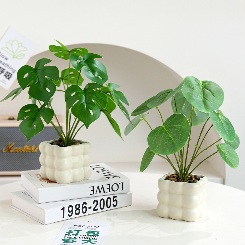 Living room office plant desktop decorations flowers potted artificial flowers high sense realistic fake green small bonsai