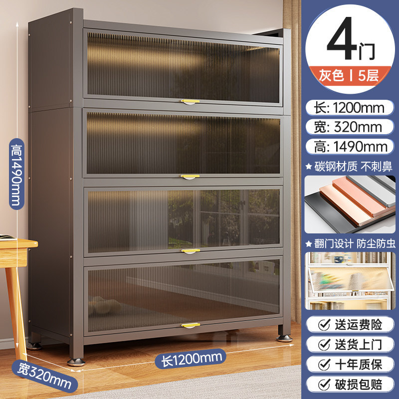 Gabinete de acero doméstico con puerta para niños estantería de libros a prueba de polvo Gabinete de exhibición armario de almacenamiento de hierro fundido multicapa