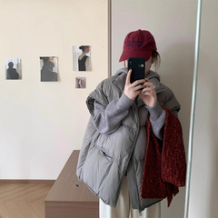 2025 秋冬新作人気ホワイトダックダウンレディース韓国カジュアルダウンベストルーズ暖かいチョッキベストジャケット