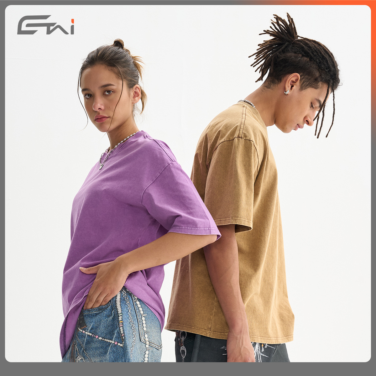 ETAI para hombre | Camiseta de cuello redondo lavada holgada de algodón pesado marca de moda de verano manga corta de hombre retro de alta calidad