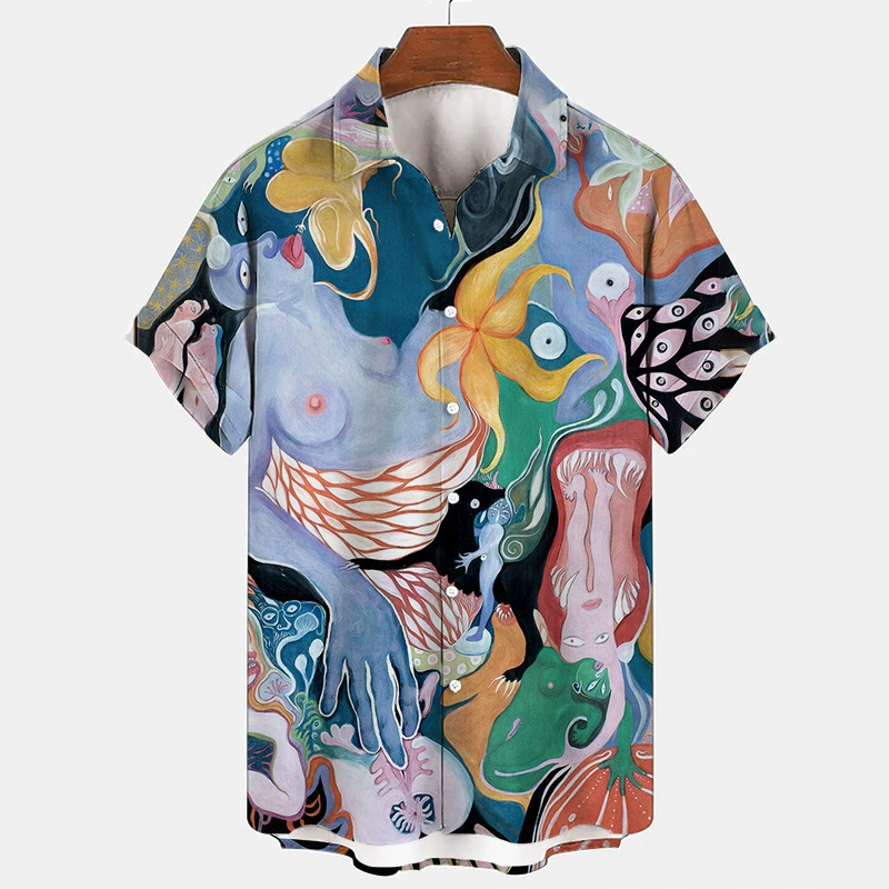 AliExpress Amazon Подростковая Летняя мужская Повседневная Свободная рубашка с цифровым 3D принтом
