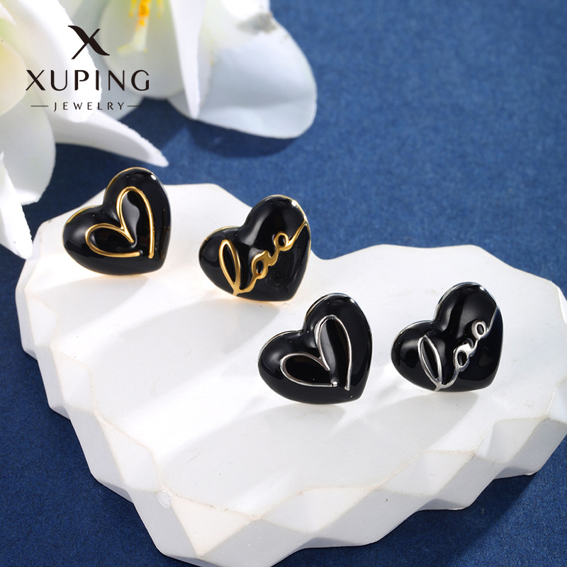 Joyería Xuping estilo francés estilo simple personalidad goteo de aceite amor pendientes nicho de alto nivel sentimiento amor pareja pendientes mujeres