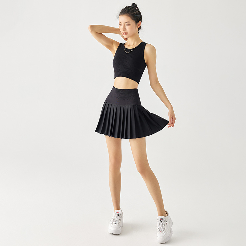 2025 Spring Versatile Anti-Exposure Fake Two-Piece Outer Wear Sun Protection Tennis Pleated Skirt Sports Skirt for Women