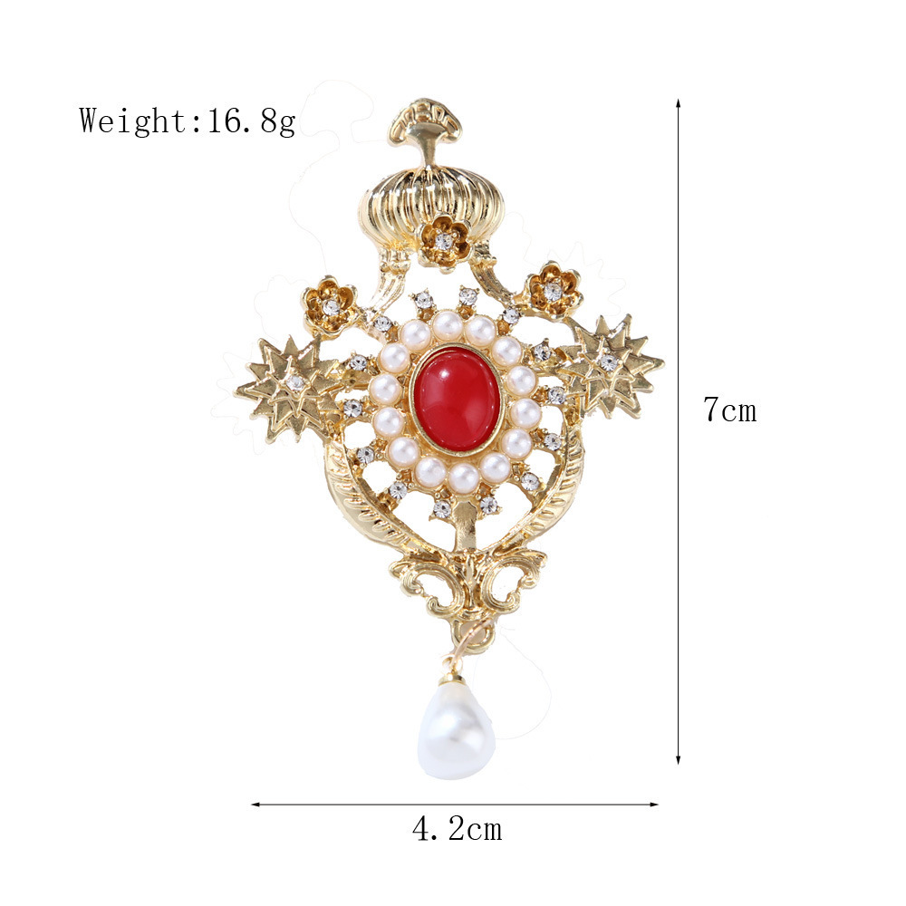 Designer Elements Palace Tropfquastenbrosche Barock Retro Mode Kronenbrosche Bekleidungszubehör_voghion.com