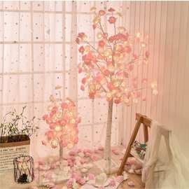 圣诞玫瑰花发光彩LED树灯床头落地灯客厅网红卧室直播间氛围装饰
