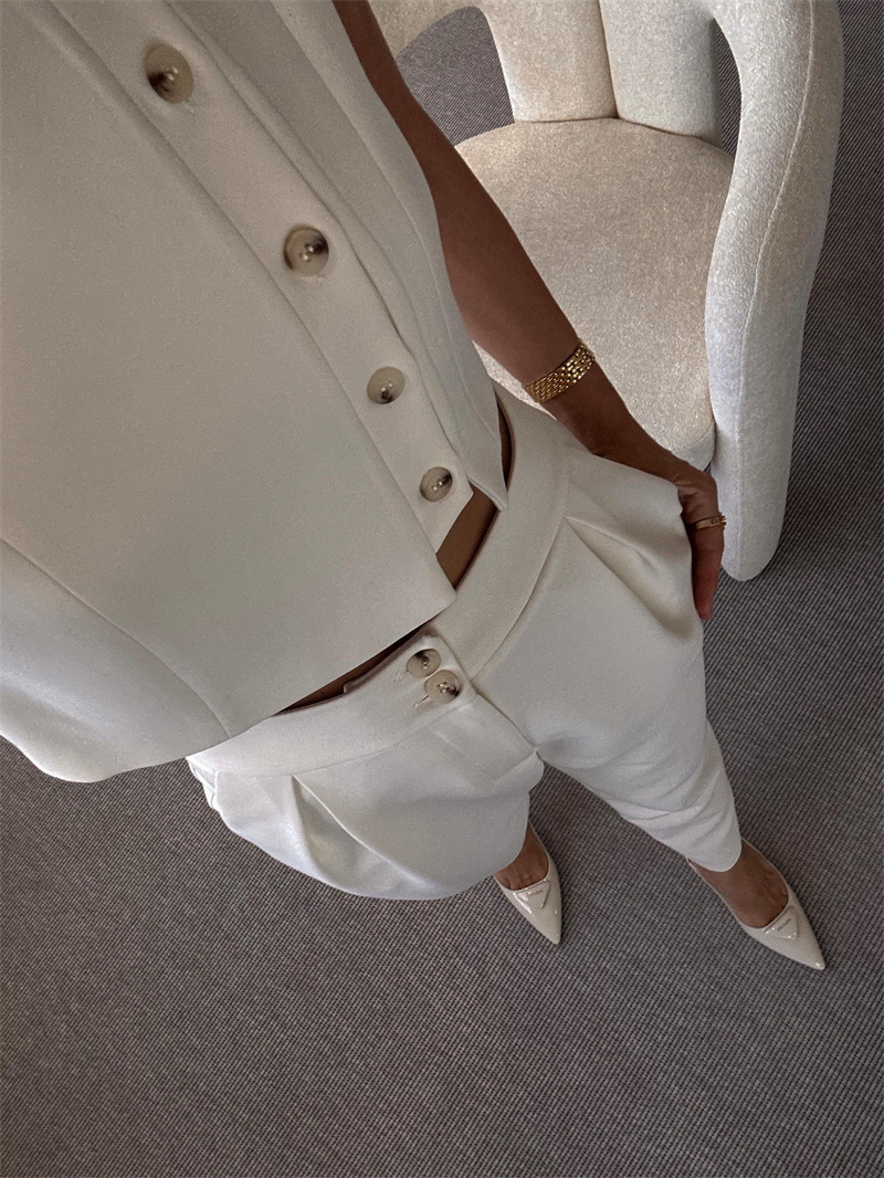 Holiday, Daily Occasion Holiday Daily Women's Casual Streetwear Solid Color Spandex Polyester Button Pant Co-ord Set Pants Sets