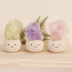 純粋に手作りされたかわいい天然水晶原石ベアストーンワークステーションデスクトップ装飾癒しの気分と幸運の装飾品