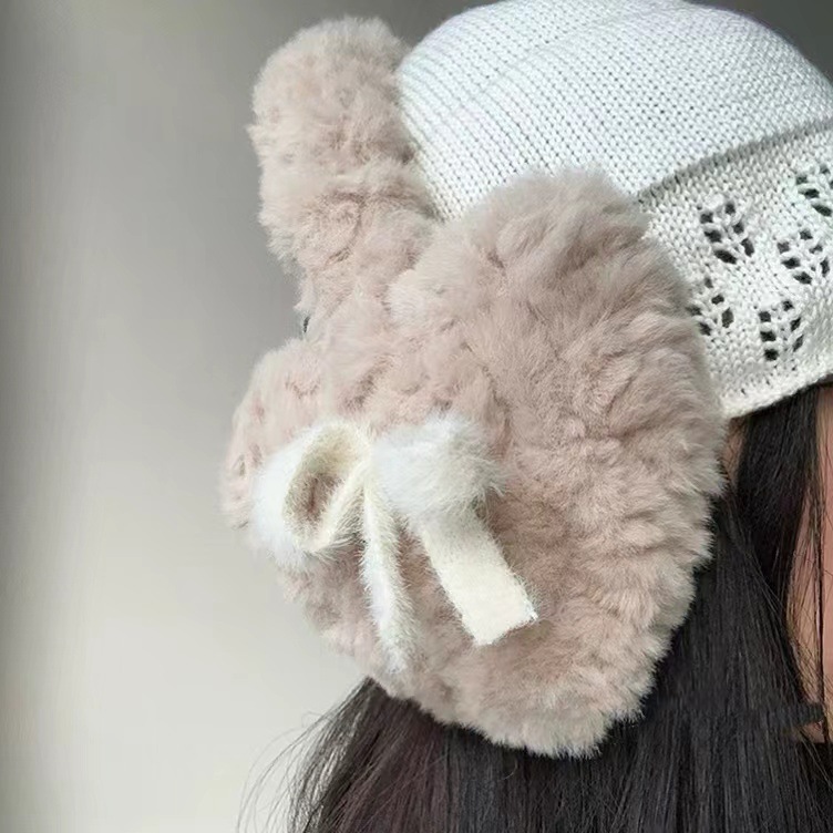 秋冬の韓国系のベルベットの蝶結びの耳カバーは防寒保温愛の耳を厚くして子供の耳を覆っています。