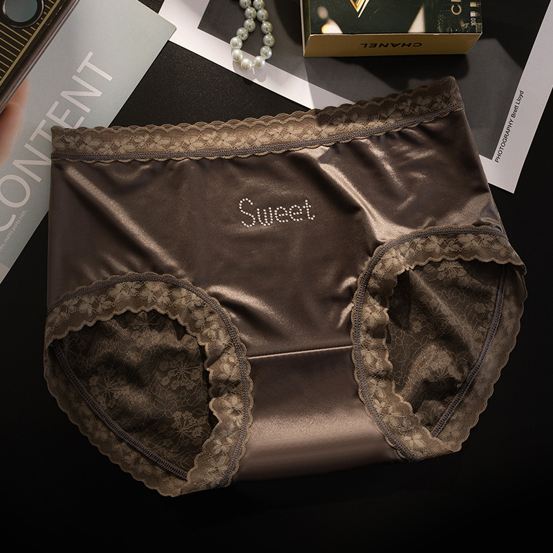Seda de hielo, encaje deportivo, satén de lujo ligero, seda de hielo, entrepierna, entrepierna antibacteriana, seda de hielo, ropa interior de mujer triangular sin costuras
