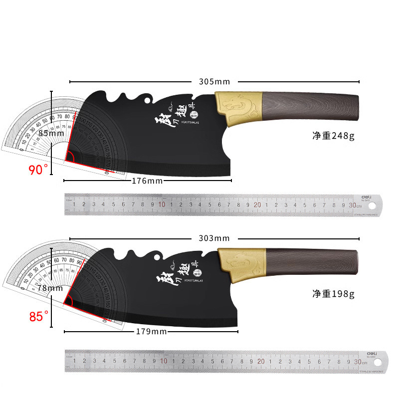 Cuchillo de cocina forjado a mano, cuchillo de cocina de corte de carne, cuchillo de cocina ultra rápido, cuchillo de corte de hueso doméstico de hoja negra, corte afilado