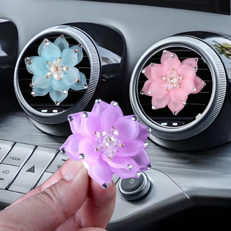 Adornos de automóviles transfronterizos, accesorios interiores, salida de aire de automóvil, clip de fragancia sólida de aromaterapia, Sra. Lotus, fragancia ligera de larga duración
