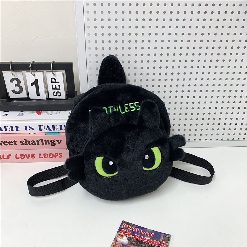 New Cartoon Toothless Little Monster Backpack, Cute Plush Children's Bag, Kindergarten and Primary School Student Backpack, Cross-Border