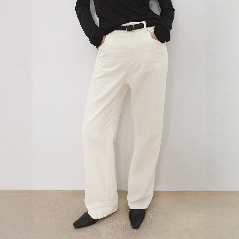 Th~Row Denim Straight-Leg Pants Vintage Washed Linen Cotton Casual Heavy-Duty One-Piece Seamless Jeans for Women Th~Row Denim Straight-Leg Pants Vintage Washed Linen Cotton Casual Heavy-Duty One-Piece Seamless Jeans for Women