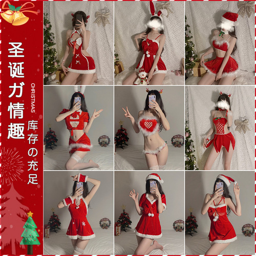 Ziqu sexy lingerie Christmas velvet nightgown cosplay sexy New Year's gown nightgown cos uniform suit