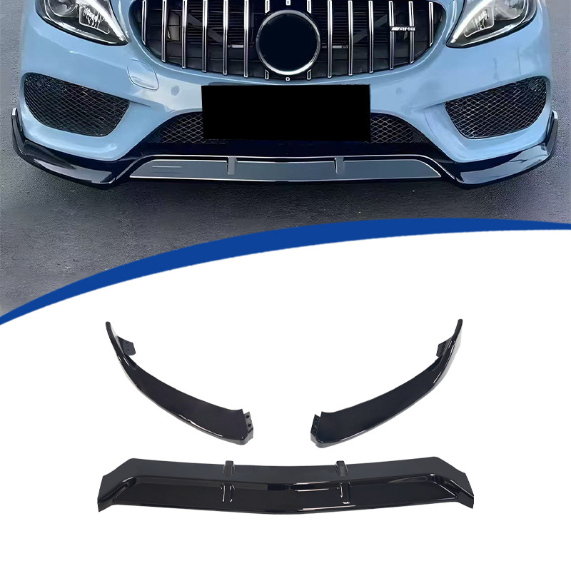 Suitable for 2015-2018 Sports Version C-Class W205 Front Spoiler Front Lip Spoiler 3-Section Barbo Style