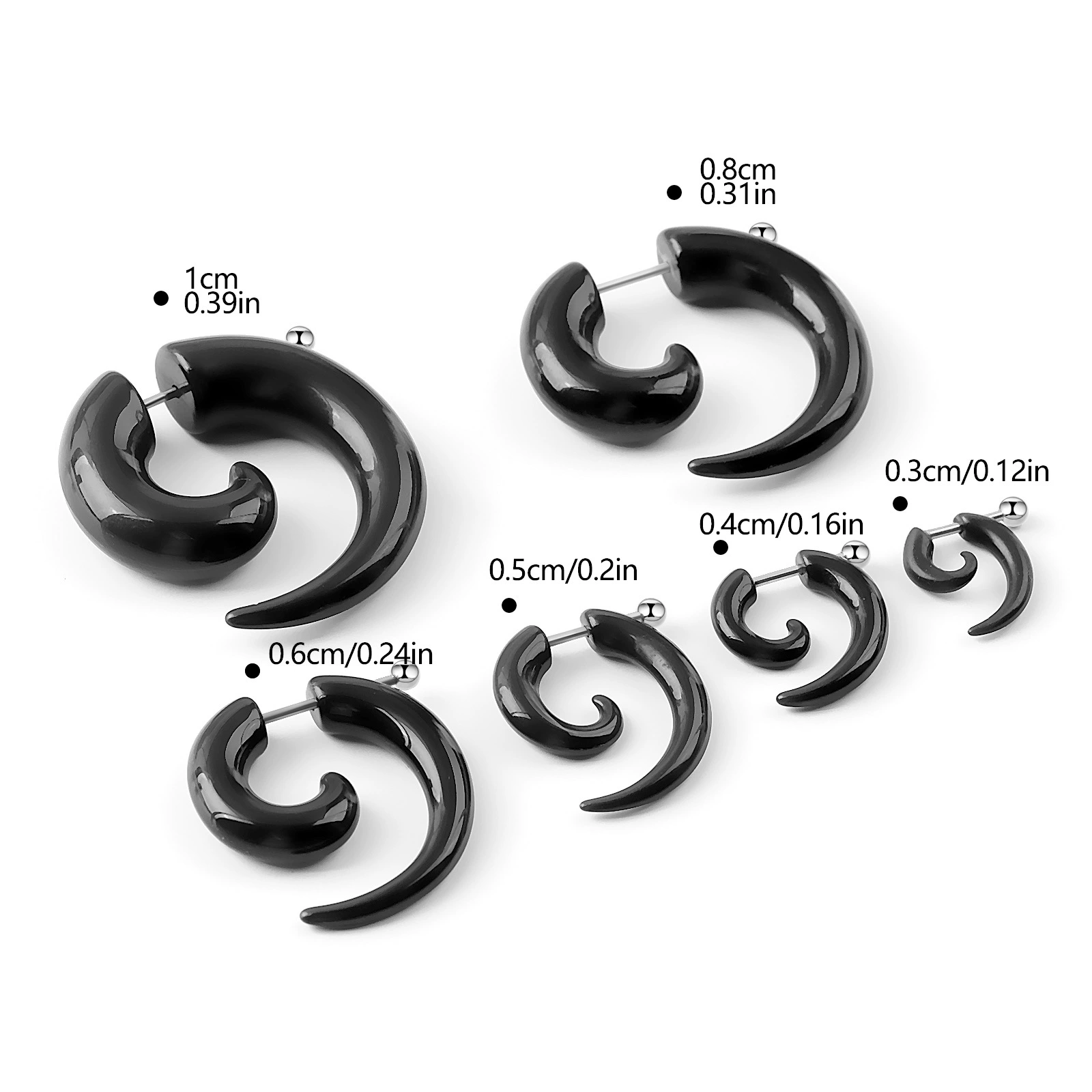 Acrylic Ear Stretch Spiral Plug, Surgical 316L Steel Pin, Simple Elegant Design, 3–10 mm