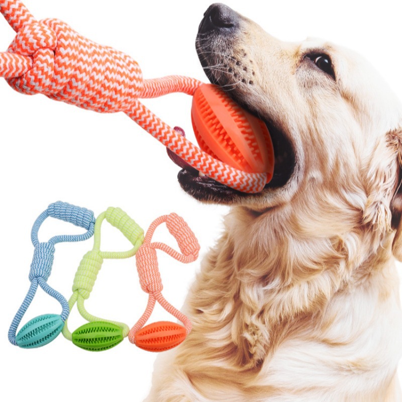 Pet Dog Toy Cotton Rope Hand-Pulled Food Ball to Relieve Boredom, Clean Teeth and Grind Teeth Toy Olive Watermelon Ball Cat and Dog Supplies