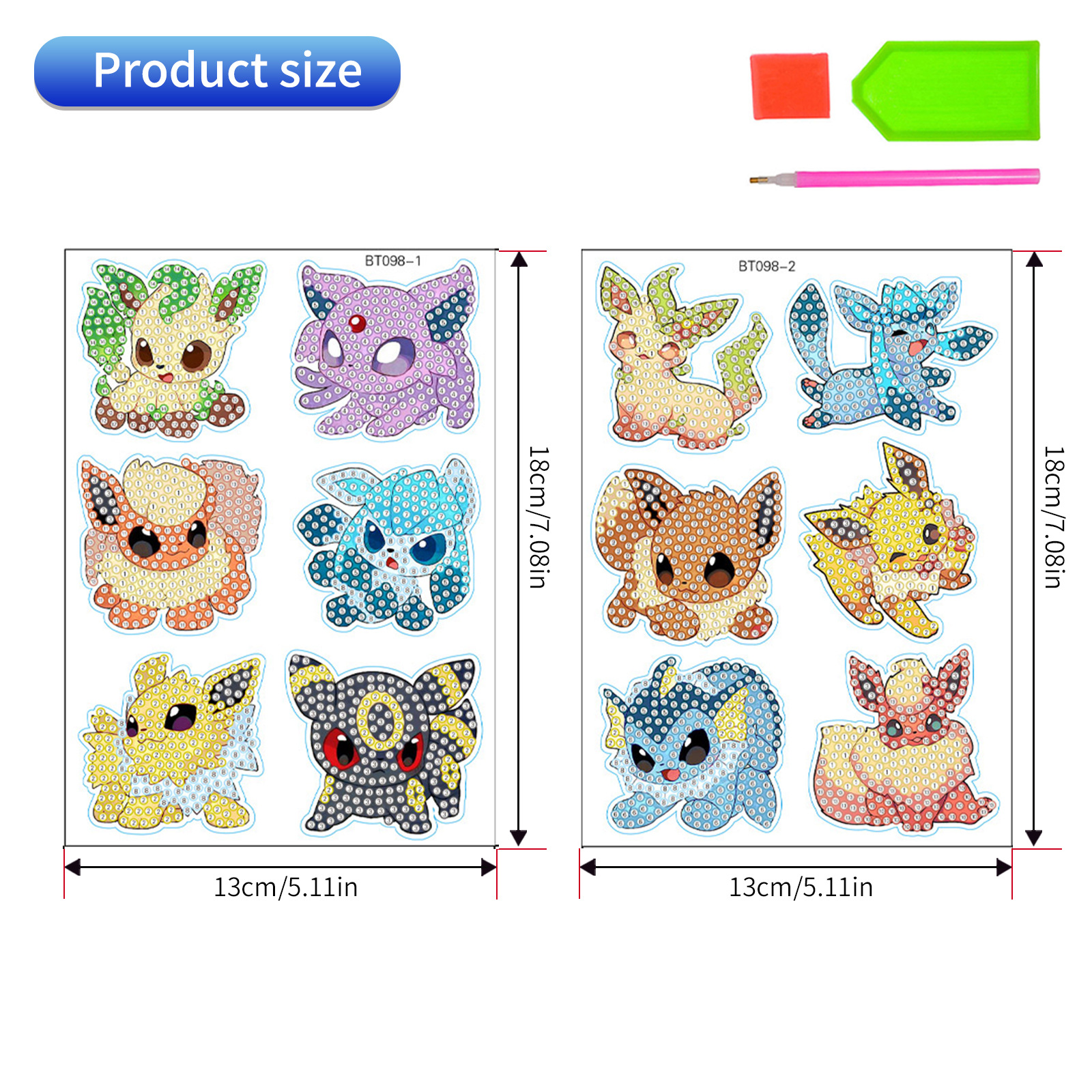 Pintura de Diamantes Creativa para Niños, Popular Transfronteriza, Pintura de Diamantes Educativa de Pokémon, Venta al por Mayor