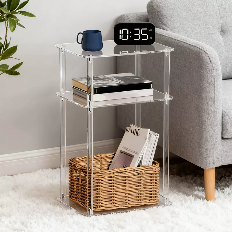 亚克力透明客厅小型边桌卧室床头柜小空间茶几多层收纳桌亚克力桌