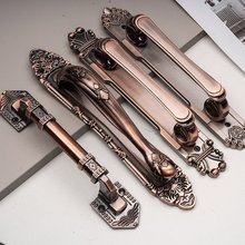 欧式复古拉手中式明装仿古铜拉手锌合金对开大门拉手免打孔门把手