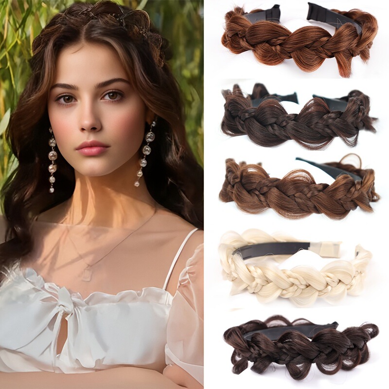Braided Fashion Headband Wig Video Multi-Color Simple Wear European and American Cross-Border Wig