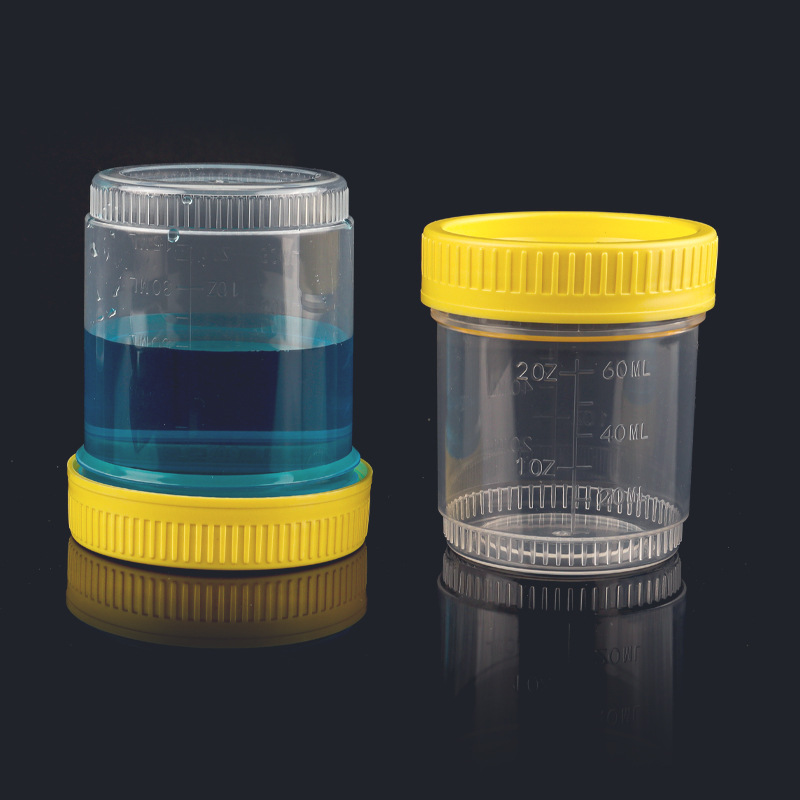 for export disposable experiment standard cup screw mouth with lid scale stool sampling cup sputum cup