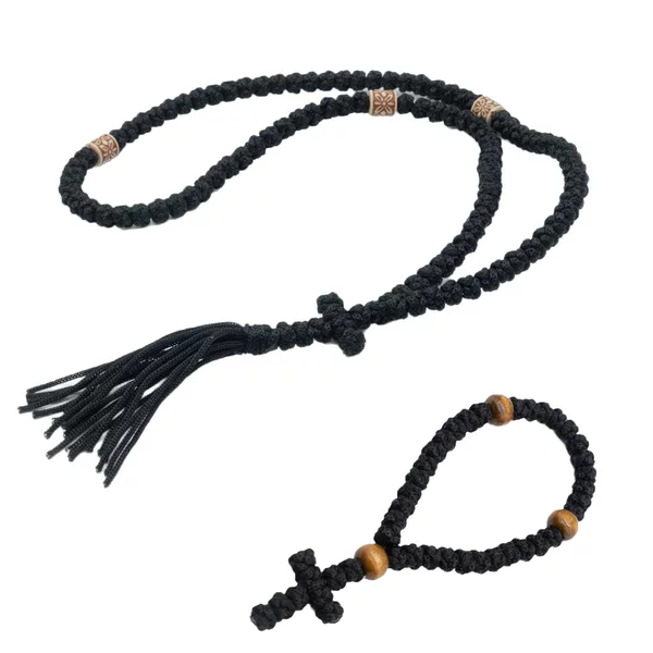 Orthodox Prayer Necklace Bracelet suit Hand-woven Hand-rope Rosary Bead Prayer Cross-border First Jewelry