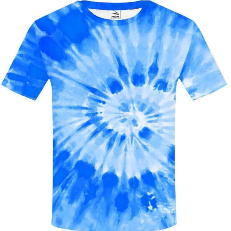 2024 verano europeo y americano suelto deportes y ocio tie-dye cuello redondo manga corta para hombres pareja juvenil moda marca de moda camiseta