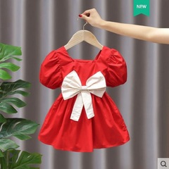 Girls' Summer Dress 2022 New Children's Summer Clothing Children's Clothing Girls' Stylish Little Red Baby Princess Dress