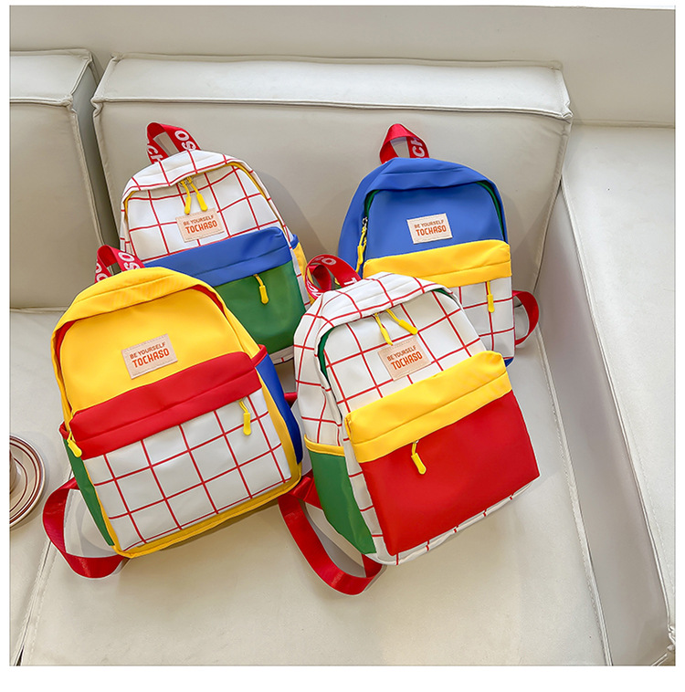 Water Repellent 15 Inch Color Block School Kids Backpack display picture 15