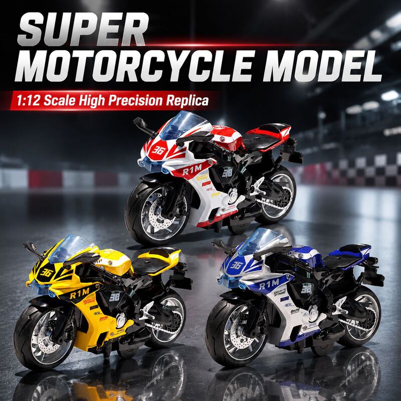 Cross-Border 1:12 Die-Cast Alloy Pull-Back Yamaha R1M Sound and Light Motorcycle Model Children's Toy Foreign Trade Wholesale Cross-Border 1:12 Die-Cast Alloy Pull-Back Yamaha R1M Sound and Light Motorcycle Model Children's Toy Foreign Trade Wholesale