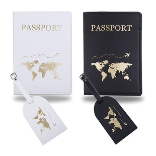 Manufacturer Customized Luggage Tag Multi-Function Card Luggage Tag Passport Cover Set Leather Travel Passport Holder Document Cover