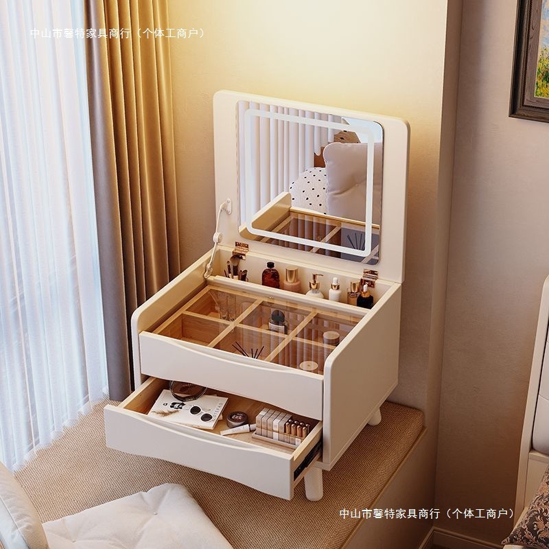 無垢材の出窓ドレッシングテーブル収納キャビネット一体型小型ミニベッドルーム畳ドレッシングテーブルベッドサイドドレッシングキャビネット|undefined