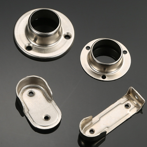 Cold-rolled steel flange seat round tube clothes drying rod clothes rail cabinet fixed wardrobe bracket curtain towel rack clothes holder