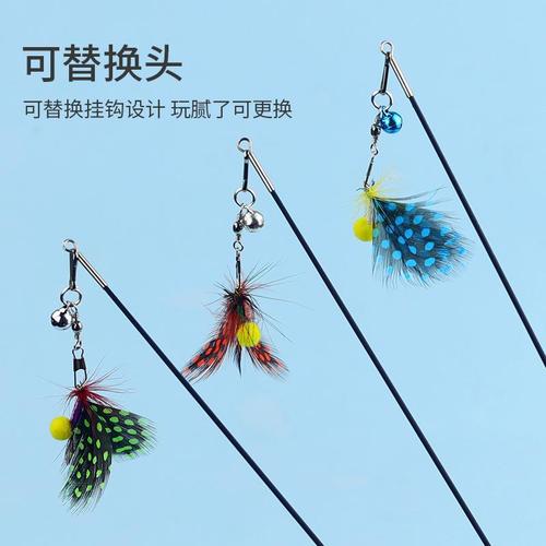 Pet cat toy with insect elements for self-entertainment, steel wire replacement head, amusing toy, small moth, cat toy manufacturer