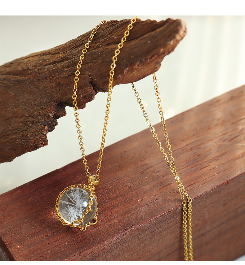 Fashion Geometric Titanium Steel Pendant Necklace Plating Glass Stainless Steel Necklaces_colorza_9