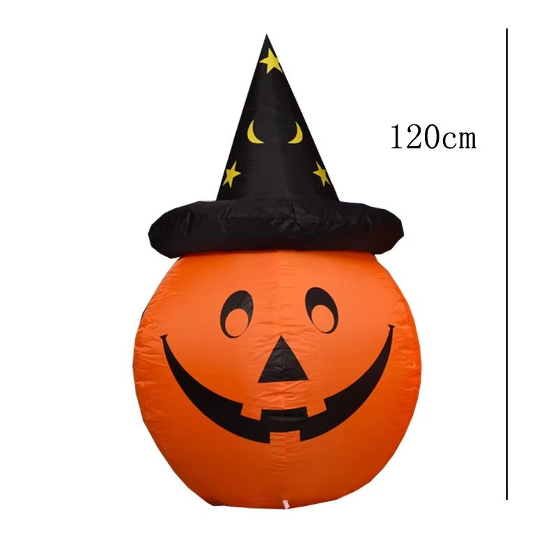 在庫ありハロウィンインフレータブルエアモデル LED ライトカボチャウィザードハットインフレータブル装飾屋外中庭ホリデーデコレーション|undefined
