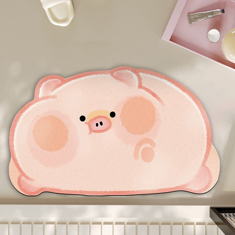Niedliche Cartoon Schweinchen Kieselgur Badematte Schmutzabweisend_voghion.com